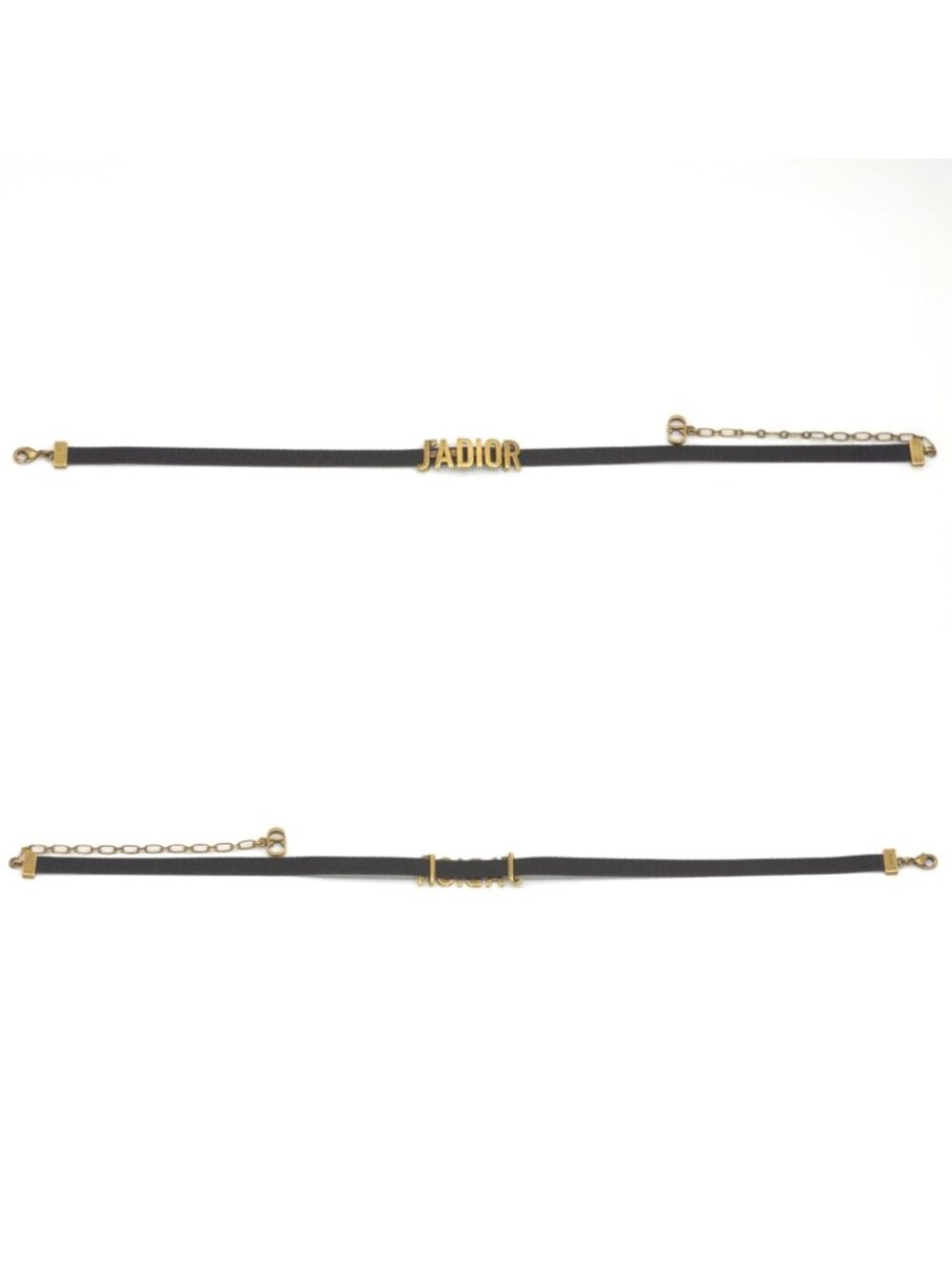 Dior J'adior Logo Choker Necklace Neck Gold Tone Metal Antique Polished Black - Picture 2 of 9